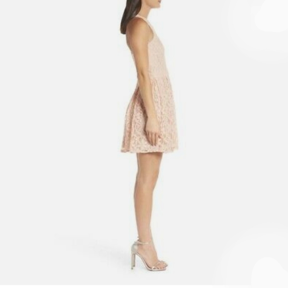 Lulu's Blush Pink Lace Racer Back Skater Style Mini Dress Style# 25680 - Picture 2 of 14